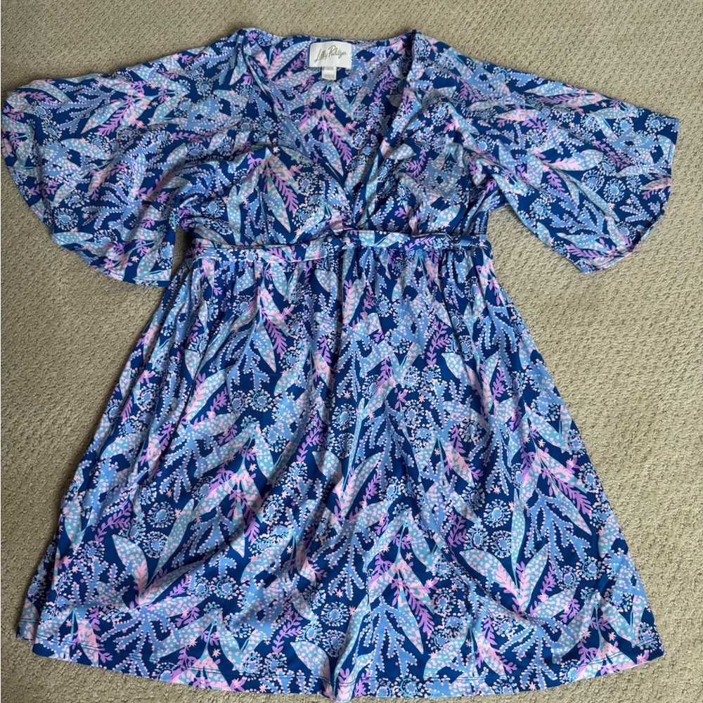 Lilly Pulitzer Navy Blue, Light Blue & Pink Floral Wrap Skort